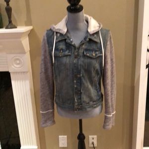 Free People Blue Knit Hooded Jacket size M